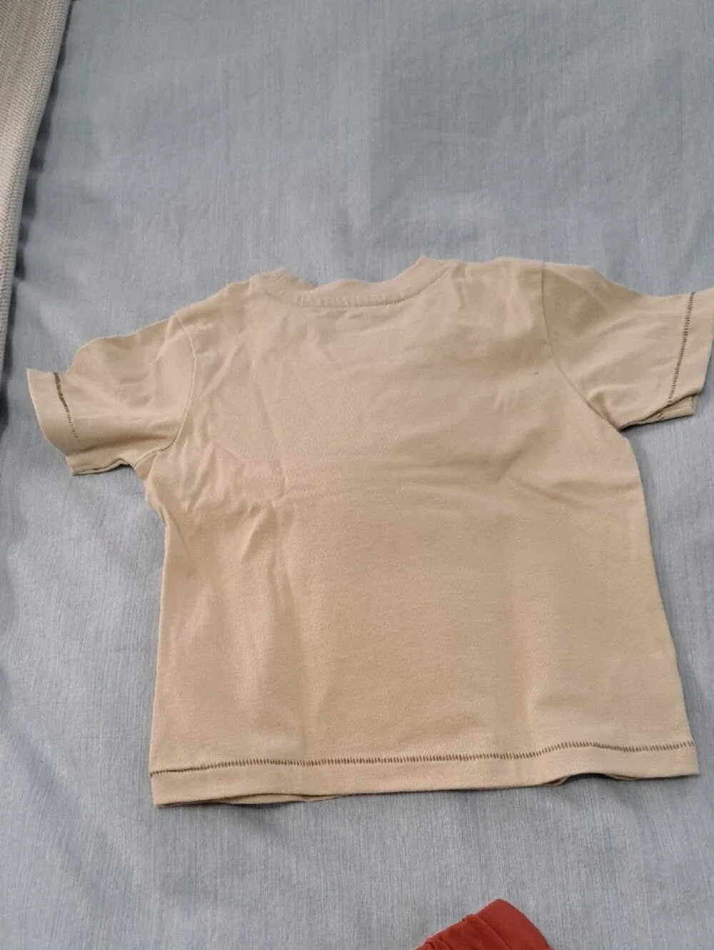 NWT. Crazy 8 Beige Toddler Tee with Dark Brown Neck Trim And Matching Shorts.